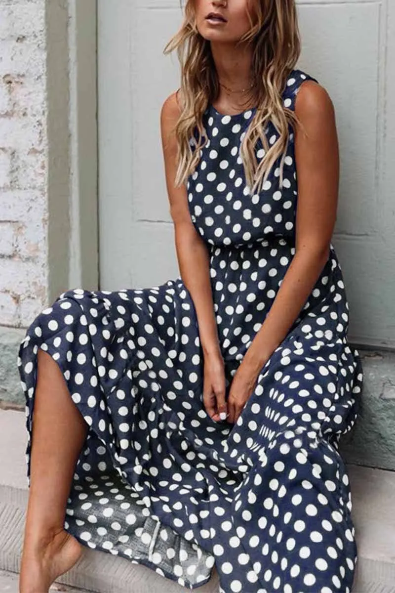 Polka Dot Round Neck Dress (5 colors)