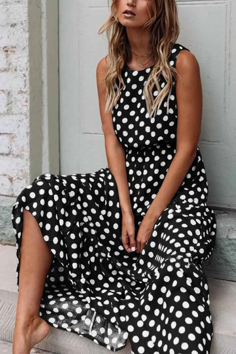 Polka Dot Round Neck Dress (5 colors)