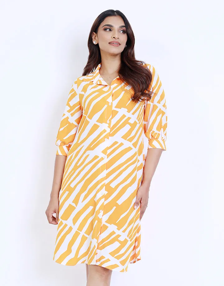 Printed Puff Sleeve Dress