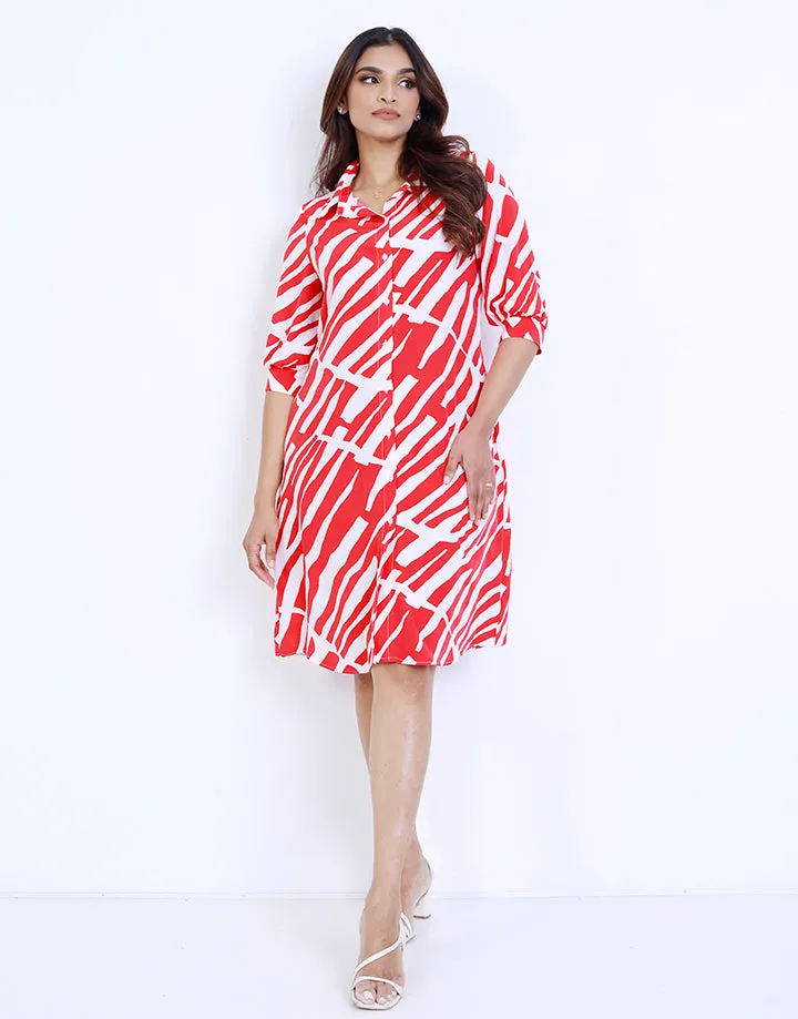 Printed Puff Sleeve Dress