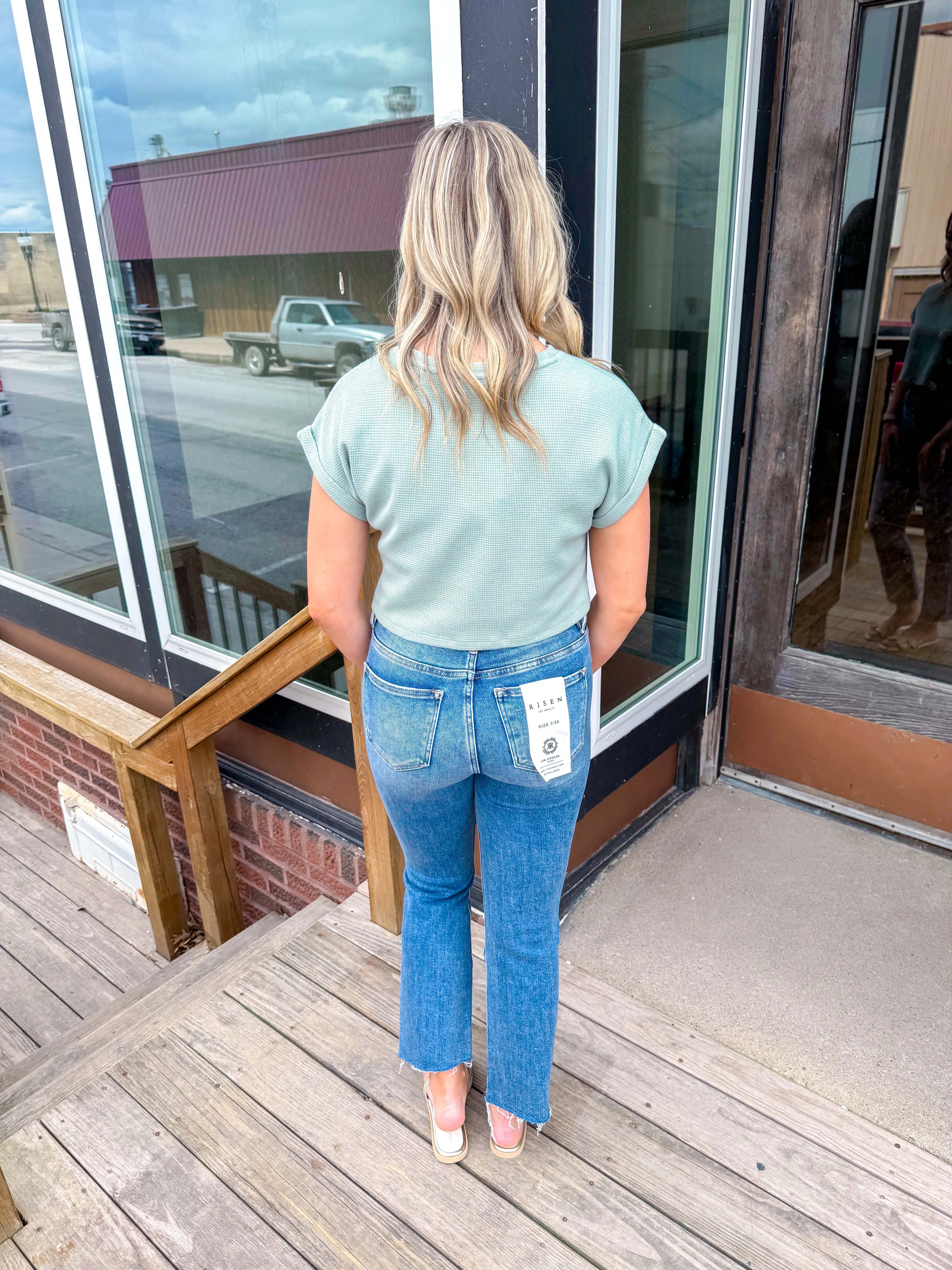 Priscilla- Waffle Knit Short Sleeve Top