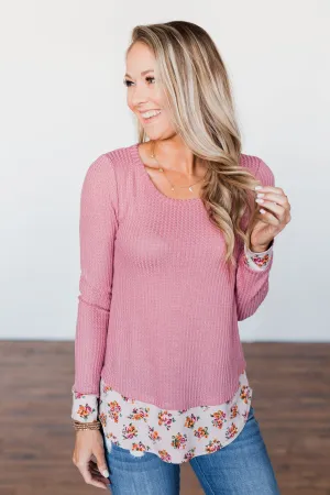 Promise Me Forever Waffle Knit Top- Mauve Pink