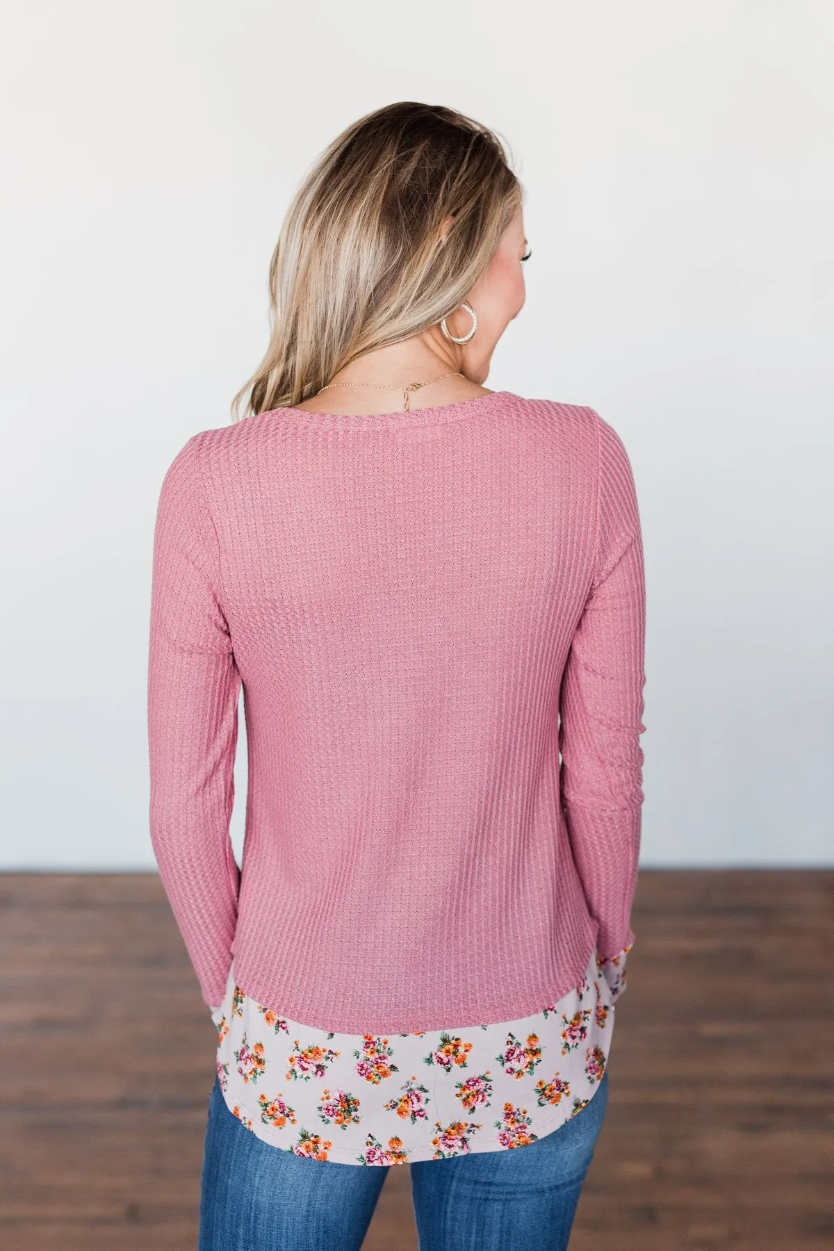 Promise Me Forever Waffle Knit Top- Mauve Pink