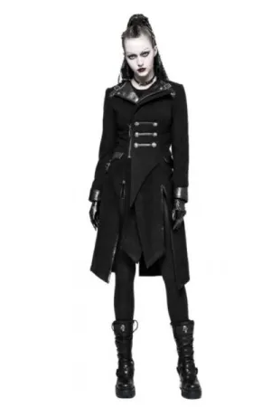 Punk Worsted Long Coat - Black -