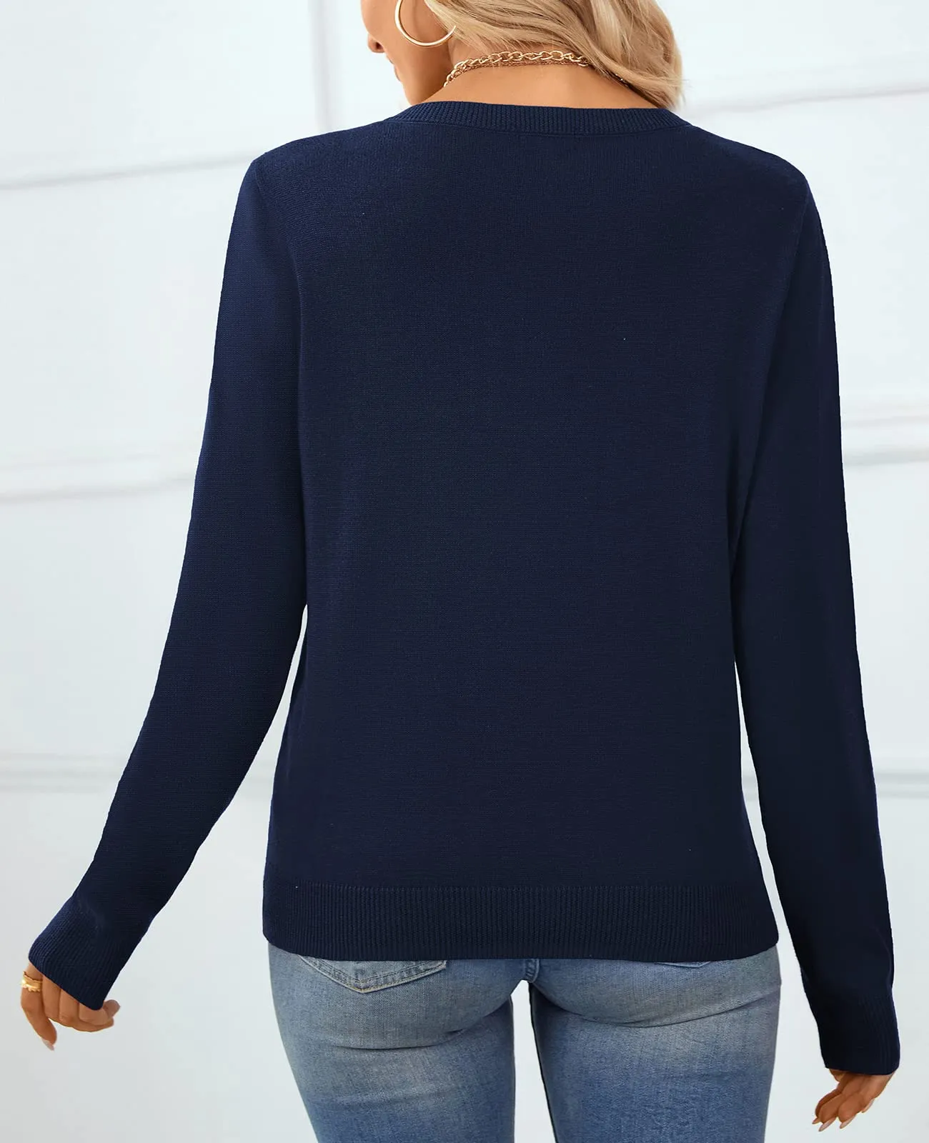 QUALFORT Women's Sweater 100% Cotton Soft Knit Pullover Sweaters