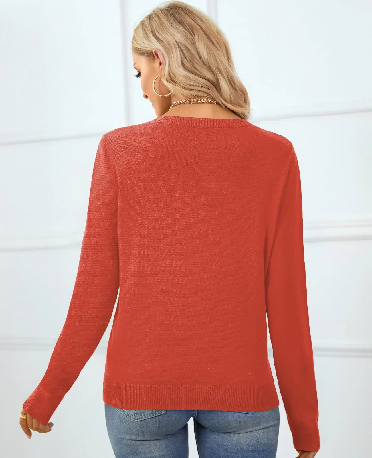 QUALFORT Women's Sweater 100% Cotton Soft Knit Pullover Sweaters