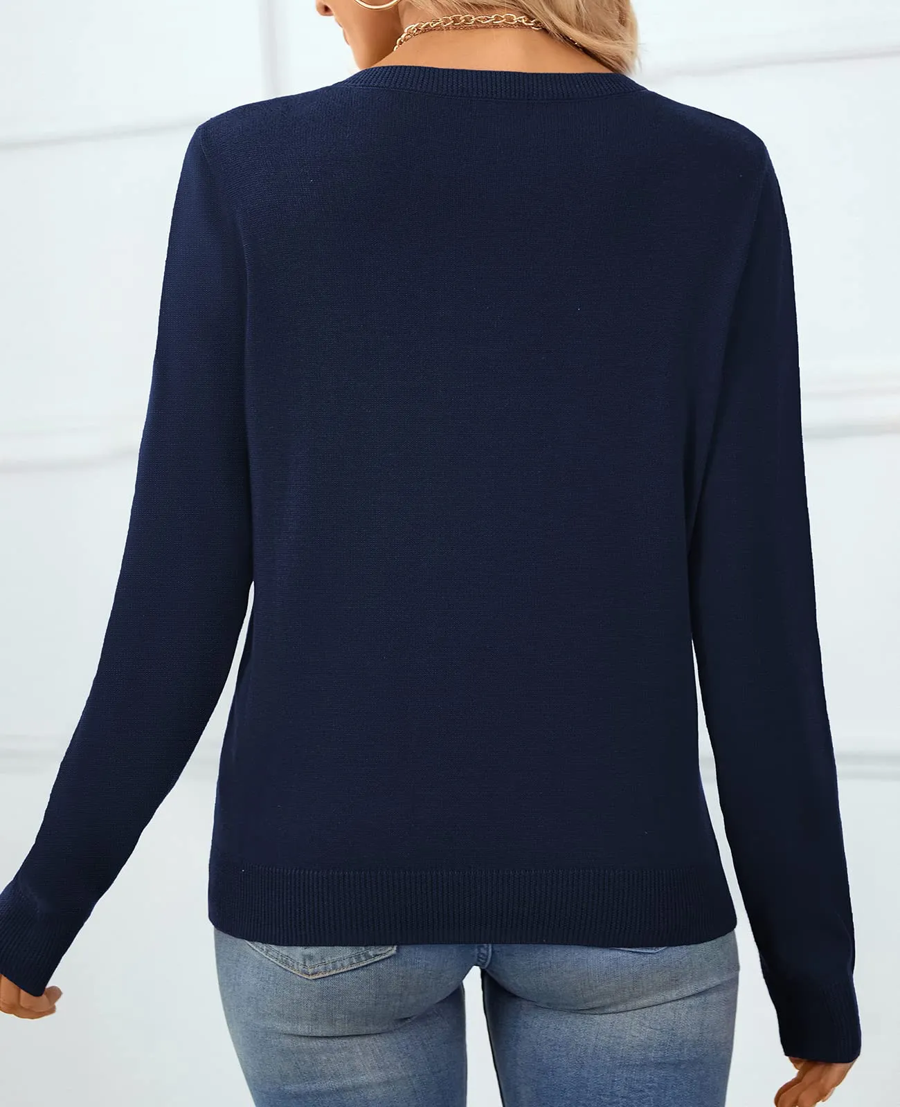 QUALFORT Women's Sweater 100% Cotton Soft Knit Pullover Sweaters