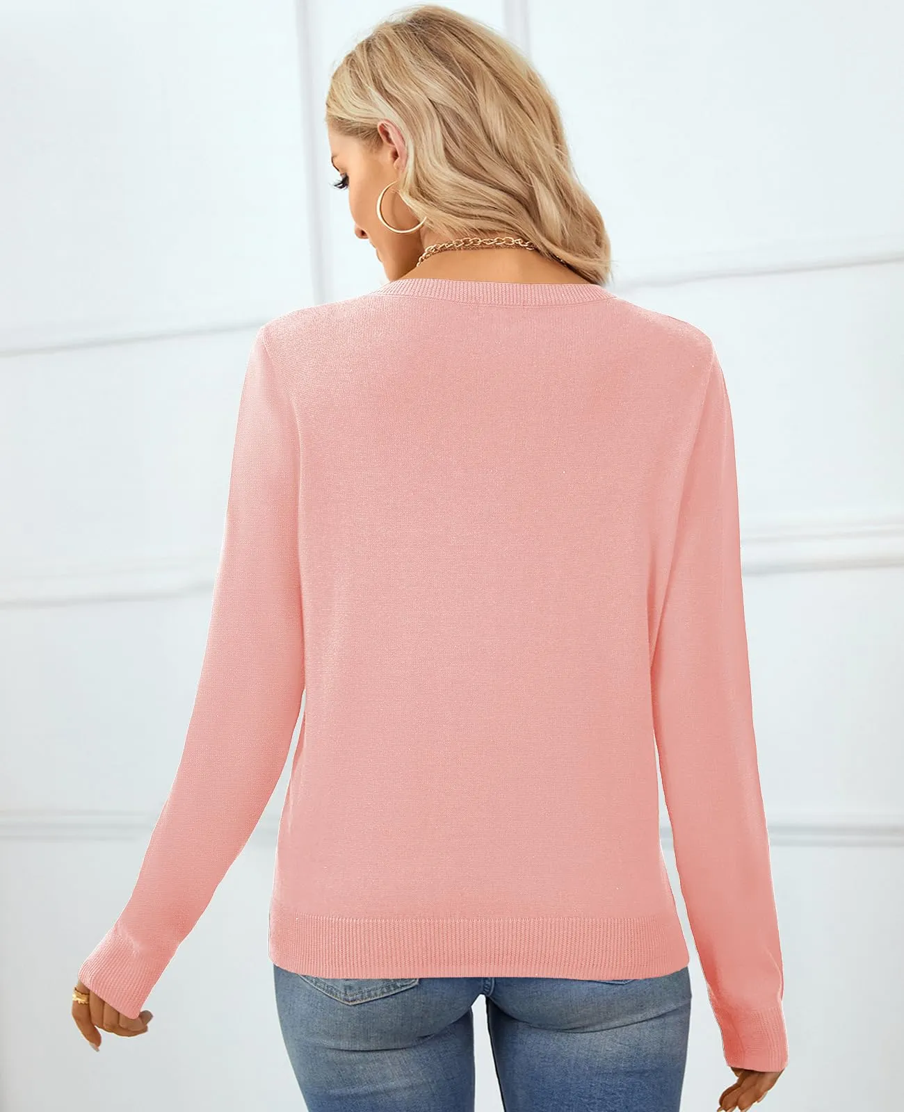 QUALFORT Women's Sweater 100% Cotton Soft Knit Pullover Sweaters