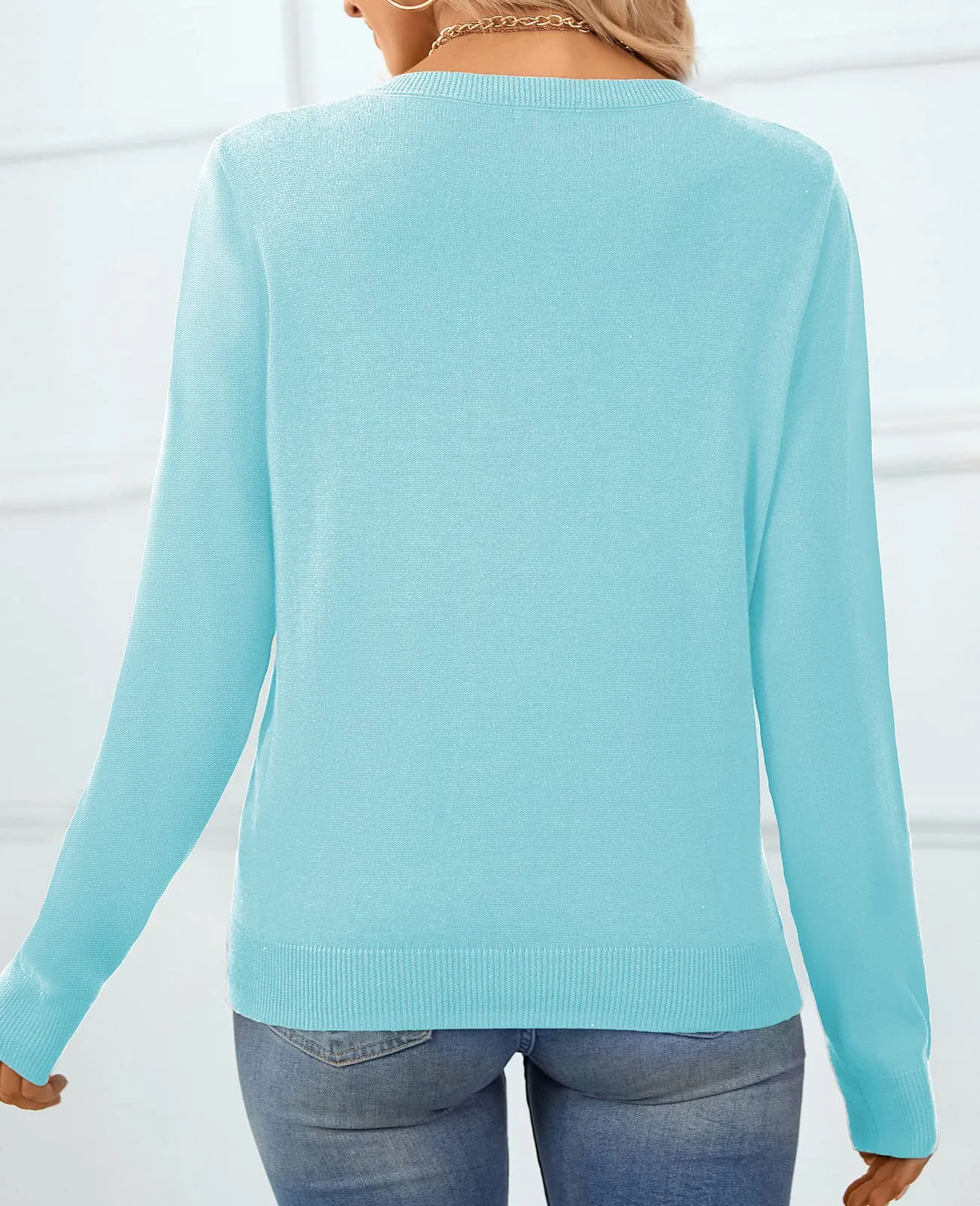 QUALFORT Women's Sweater 100% Cotton Soft Knit Pullover Sweaters