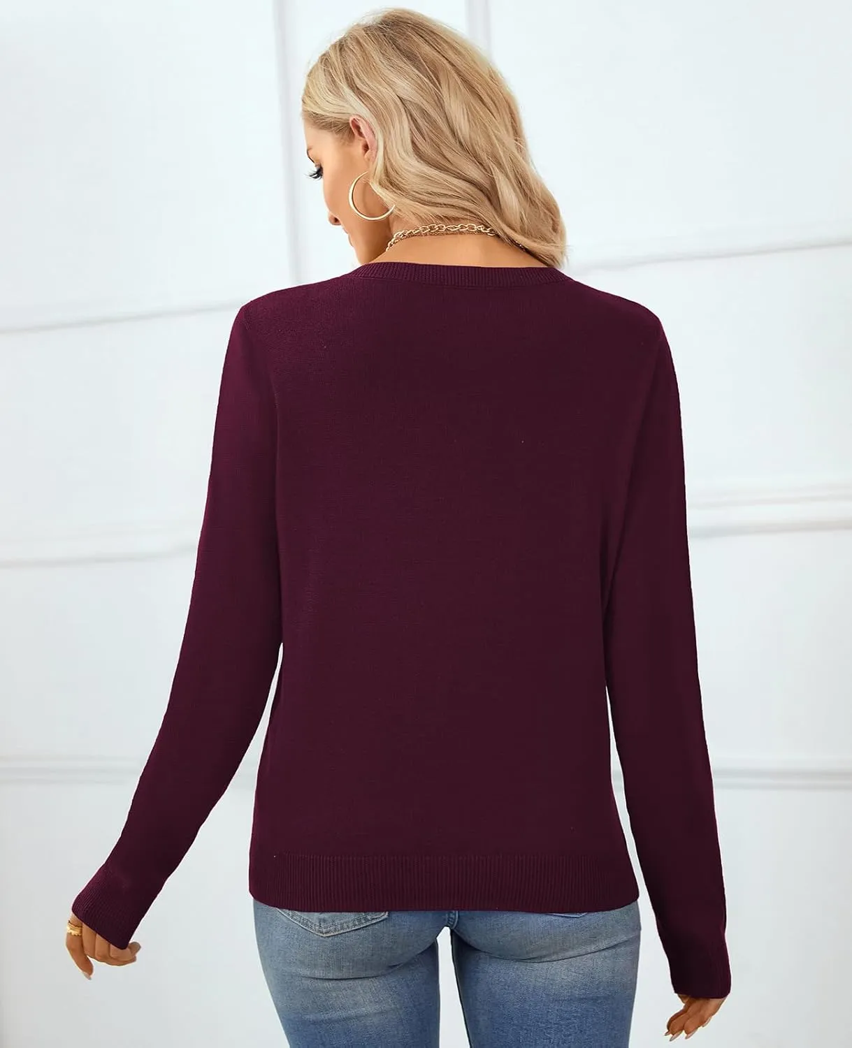 QUALFORT Women's Sweater 100% Cotton Soft Knit Pullover Sweaters