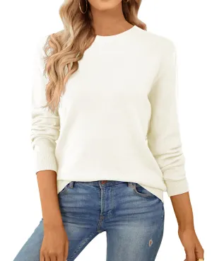 QUALFORT Women's Sweater 100% Cotton Soft Knit Pullover Sweaters