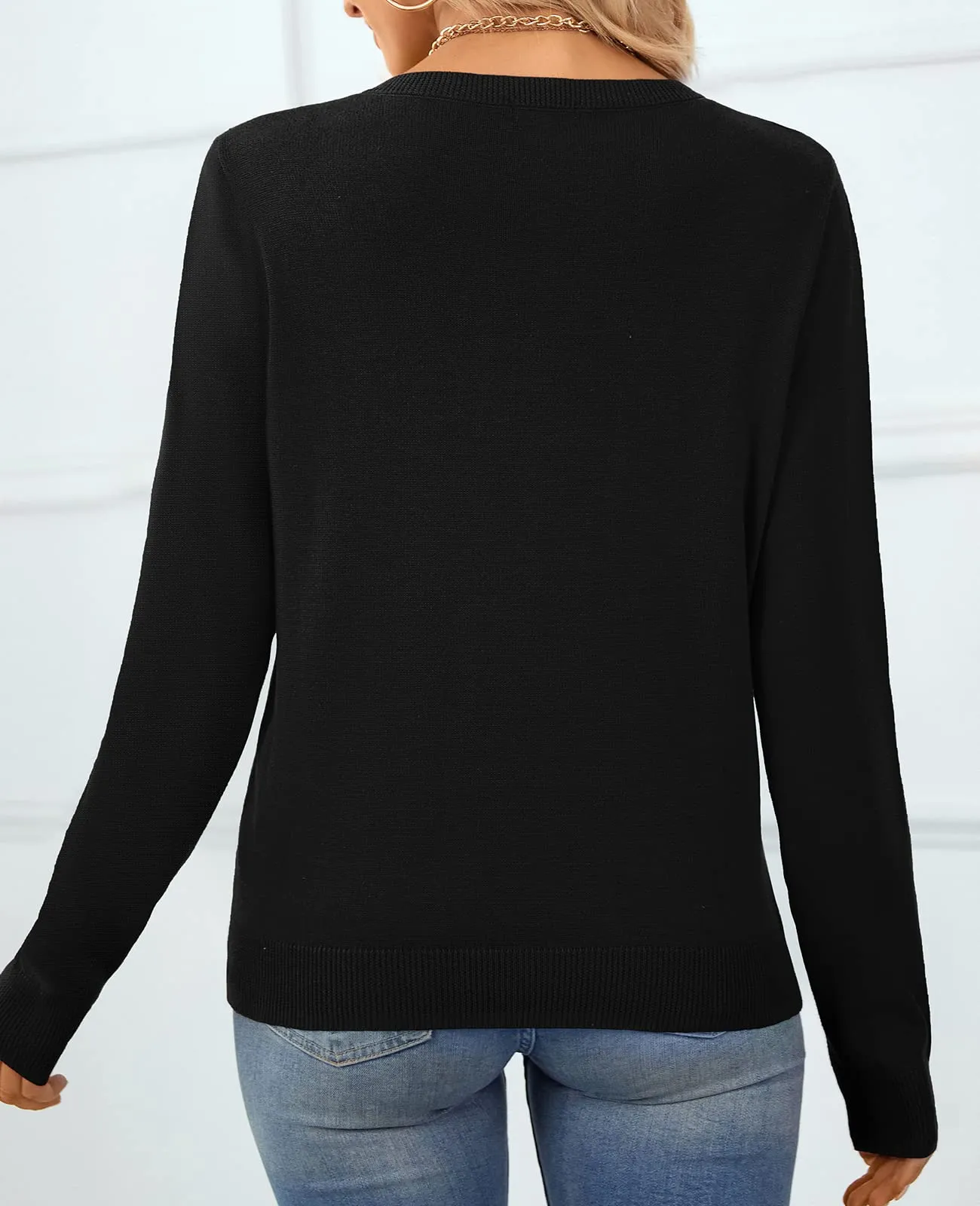 QUALFORT Women's Sweater 100% Cotton Soft Knit Pullover Sweaters