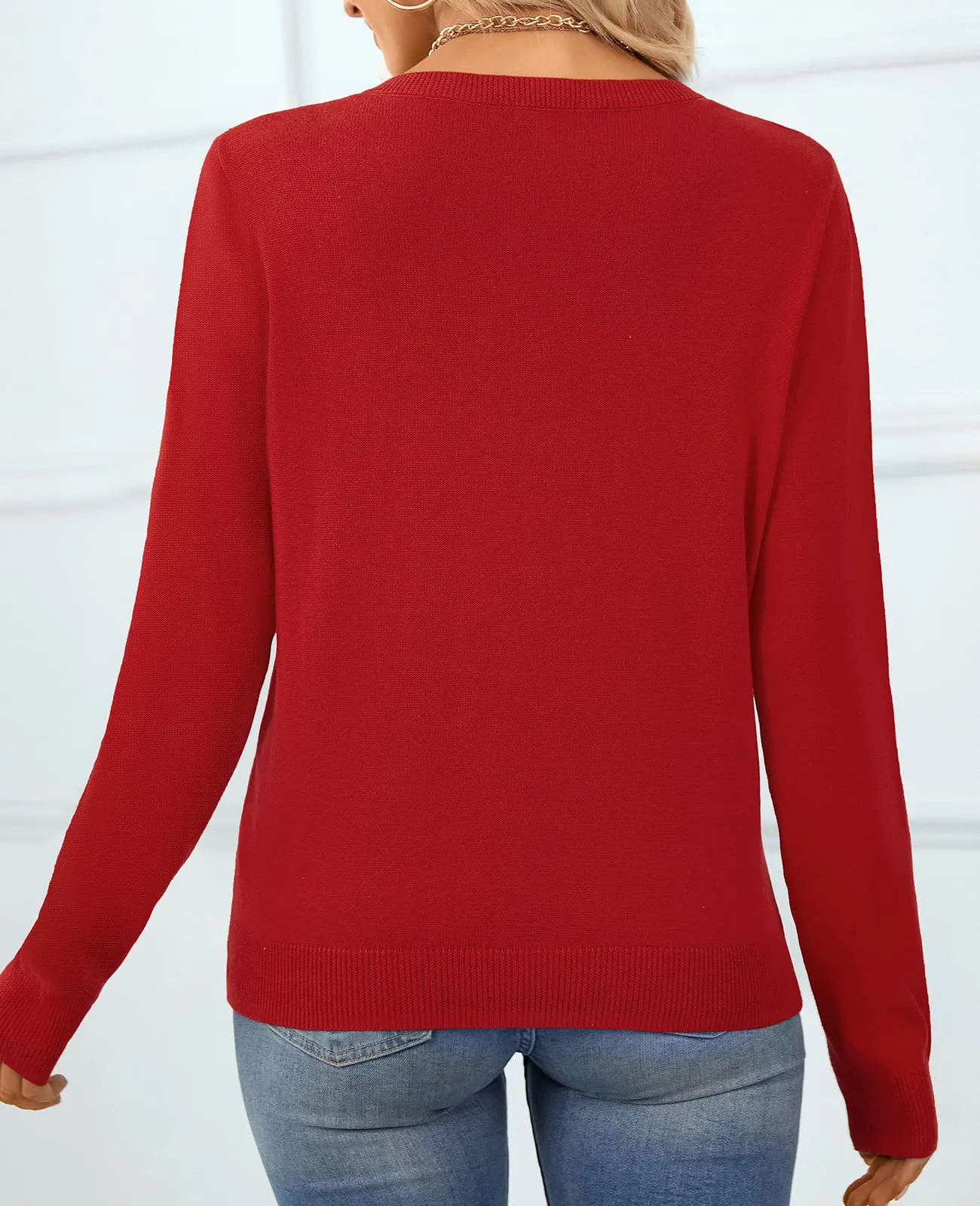 QUALFORT Women's Sweater 100% Cotton Soft Knit Pullover Sweaters