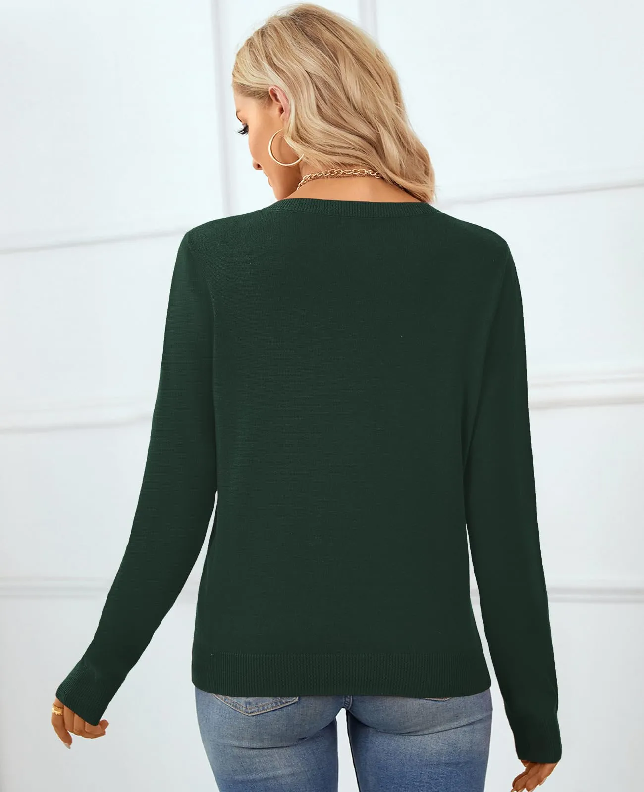 QUALFORT Women's Sweater 100% Cotton Soft Knit Pullover Sweaters