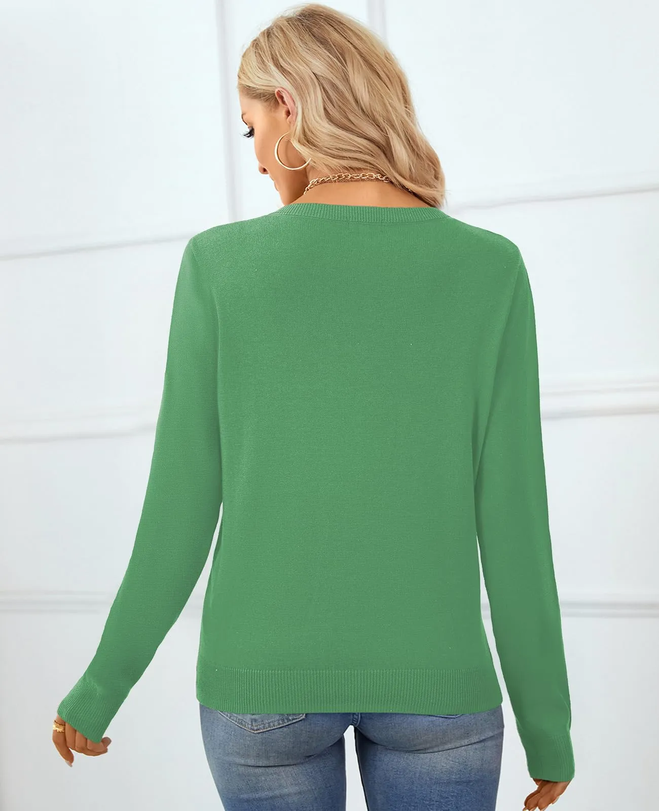 QUALFORT Women's Sweater 100% Cotton Soft Knit Pullover Sweaters
