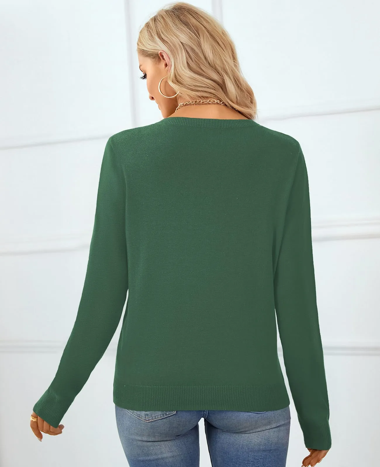 QUALFORT Women's Sweater 100% Cotton Soft Knit Pullover Sweaters
