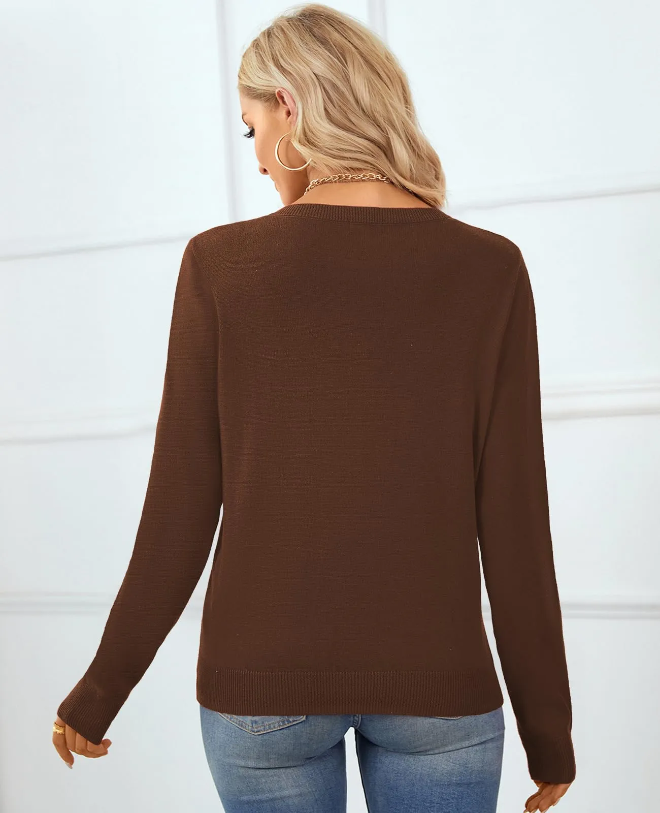 QUALFORT Women's Sweater 100% Cotton Soft Knit Pullover Sweaters