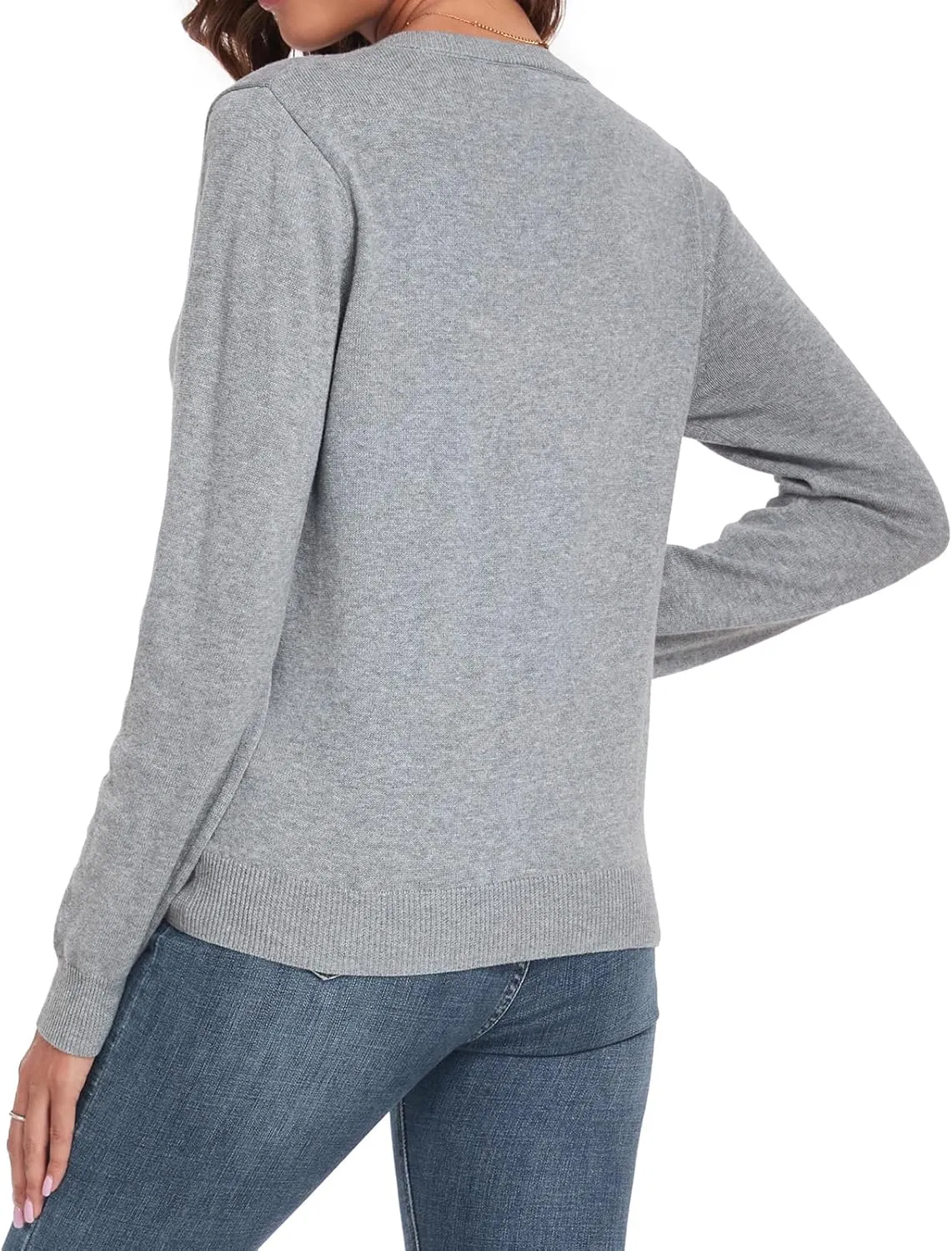 QUALFORT Women's Sweater 100% Cotton Soft Knit Pullover Sweaters