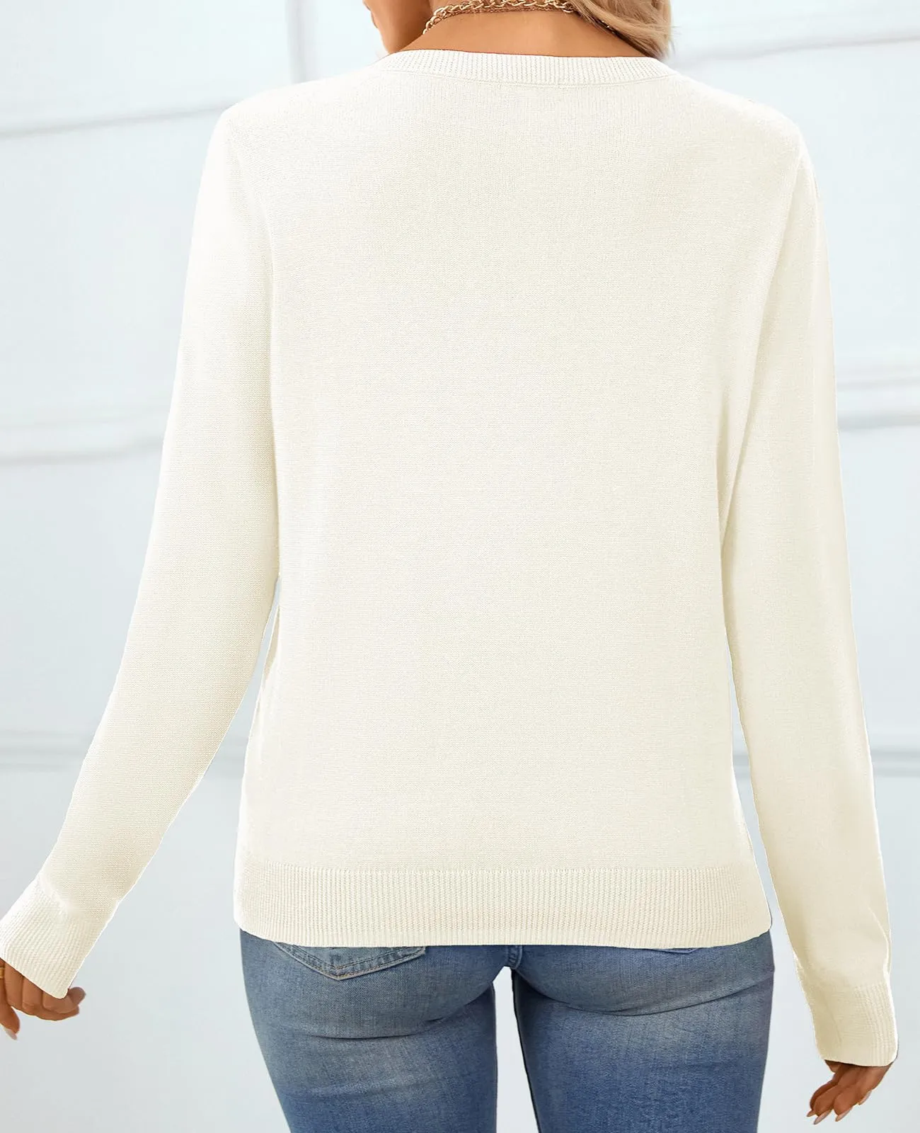 QUALFORT Women's Sweater 100% Cotton Soft Knit Pullover Sweaters