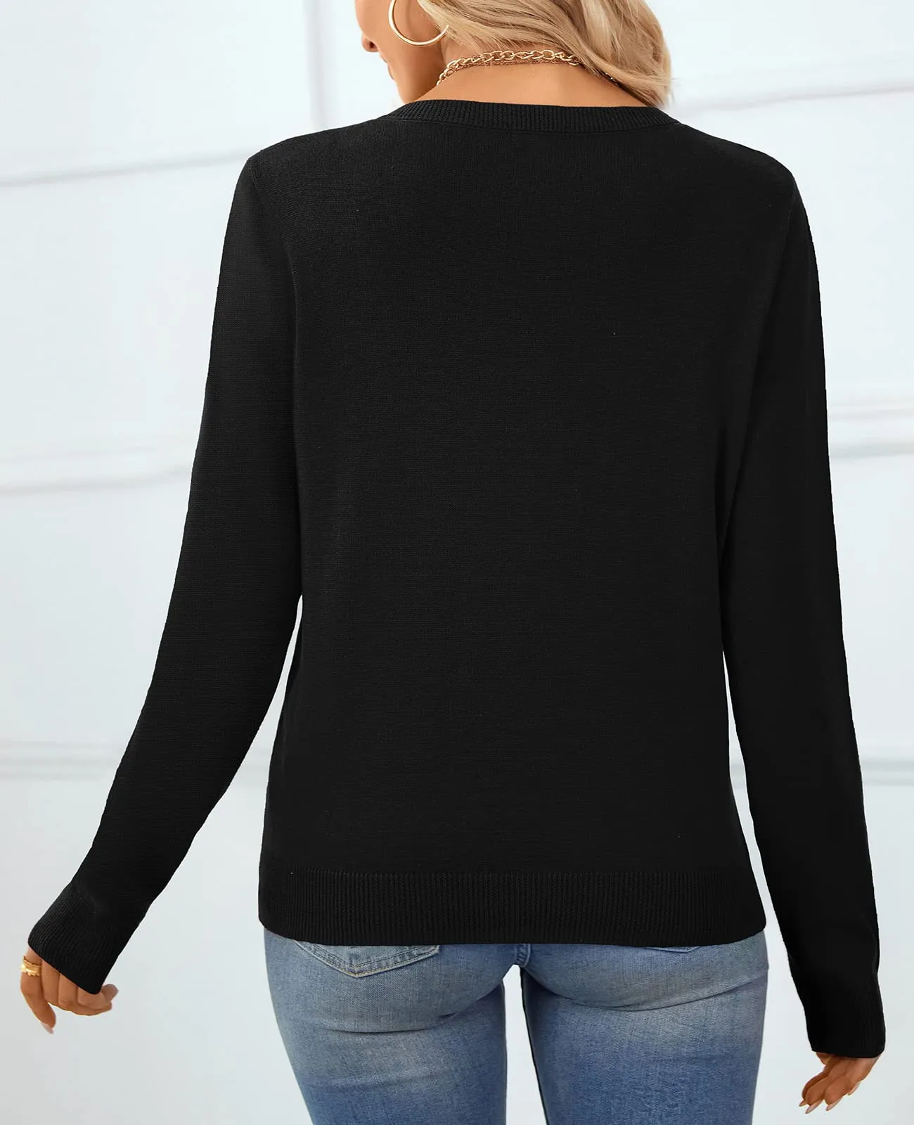 QUALFORT Women's Sweater 100% Cotton Soft Knit Pullover Sweaters
