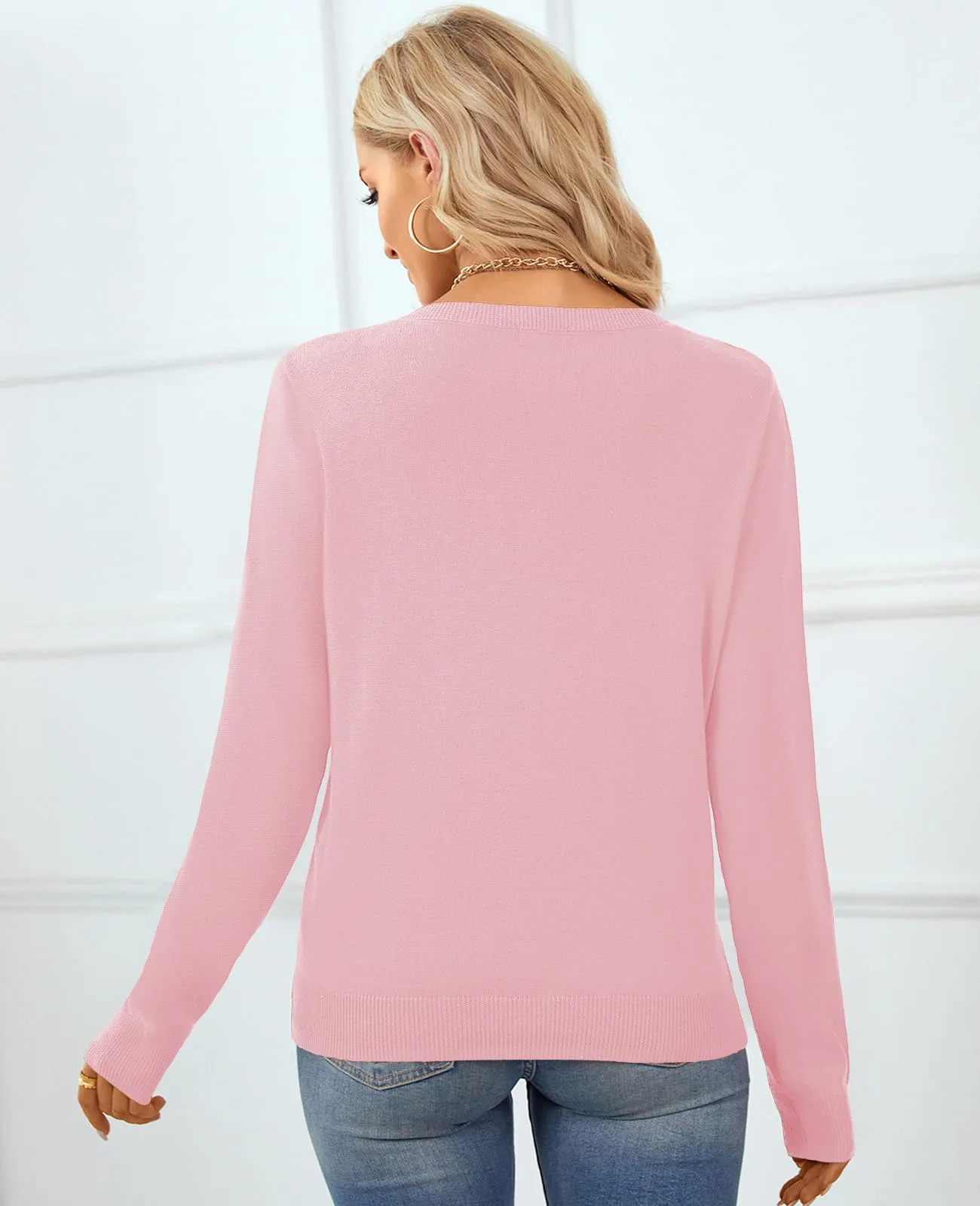 QUALFORT Women's Sweater 100% Cotton Soft Knit Pullover Sweaters