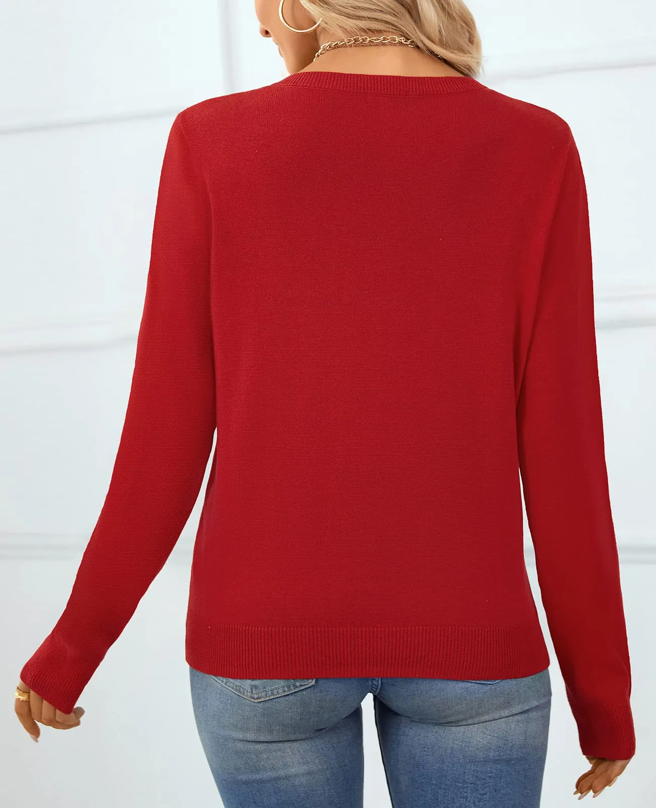 QUALFORT Women's Sweater 100% Cotton Soft Knit Pullover Sweaters
