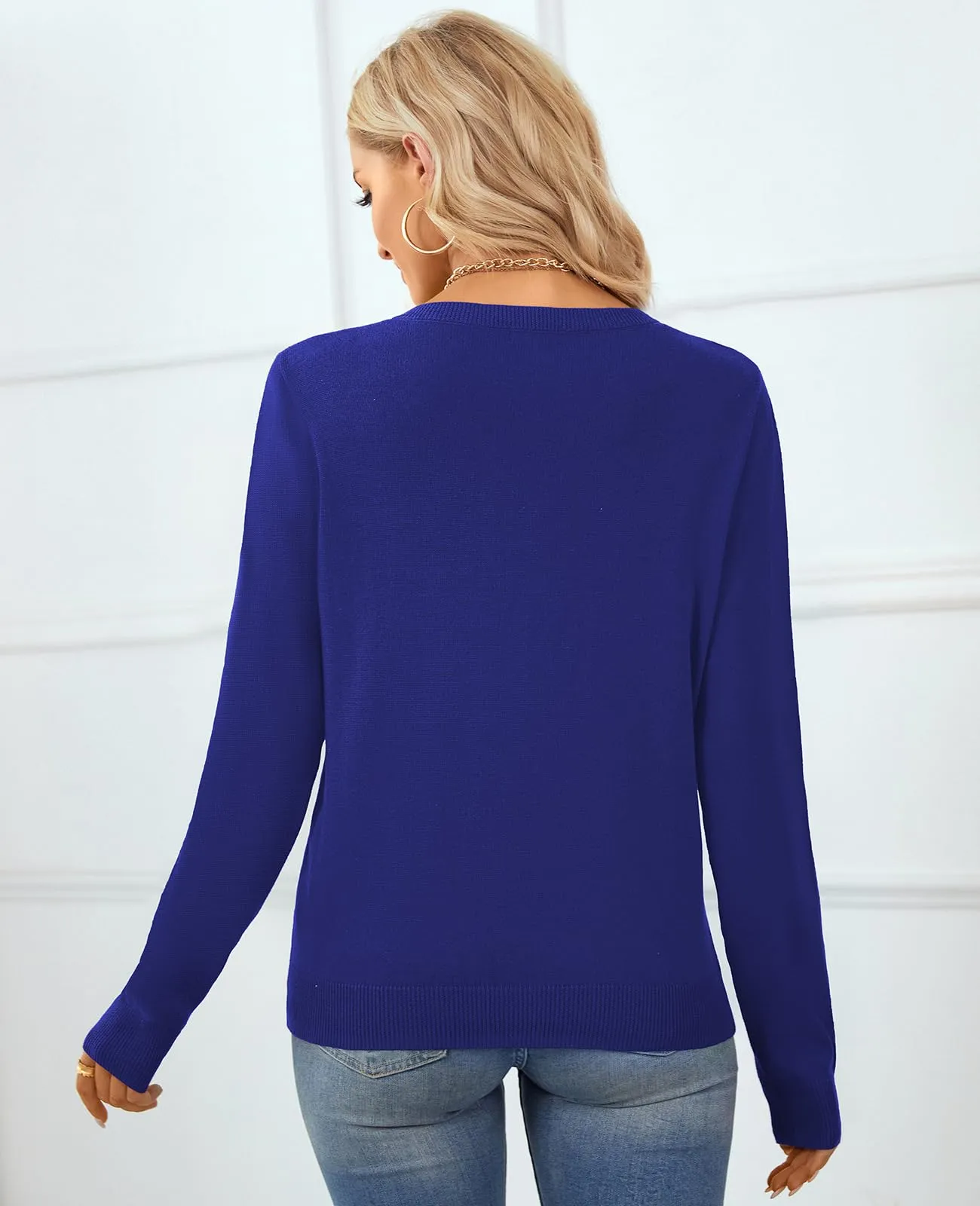 QUALFORT Women's Sweater 100% Cotton Soft Knit Pullover Sweaters