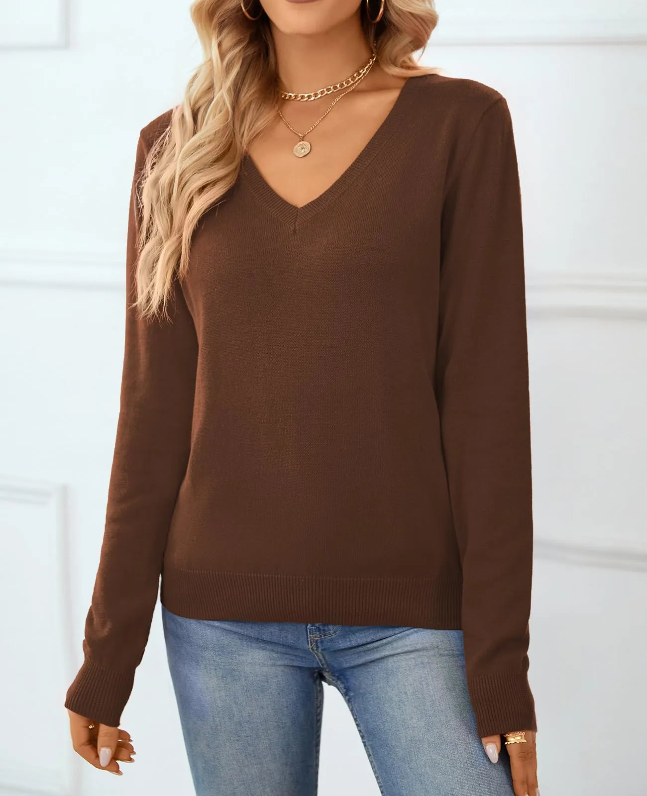 QUALFORT Women's Sweater 100% Cotton Soft Knit Pullover Sweaters