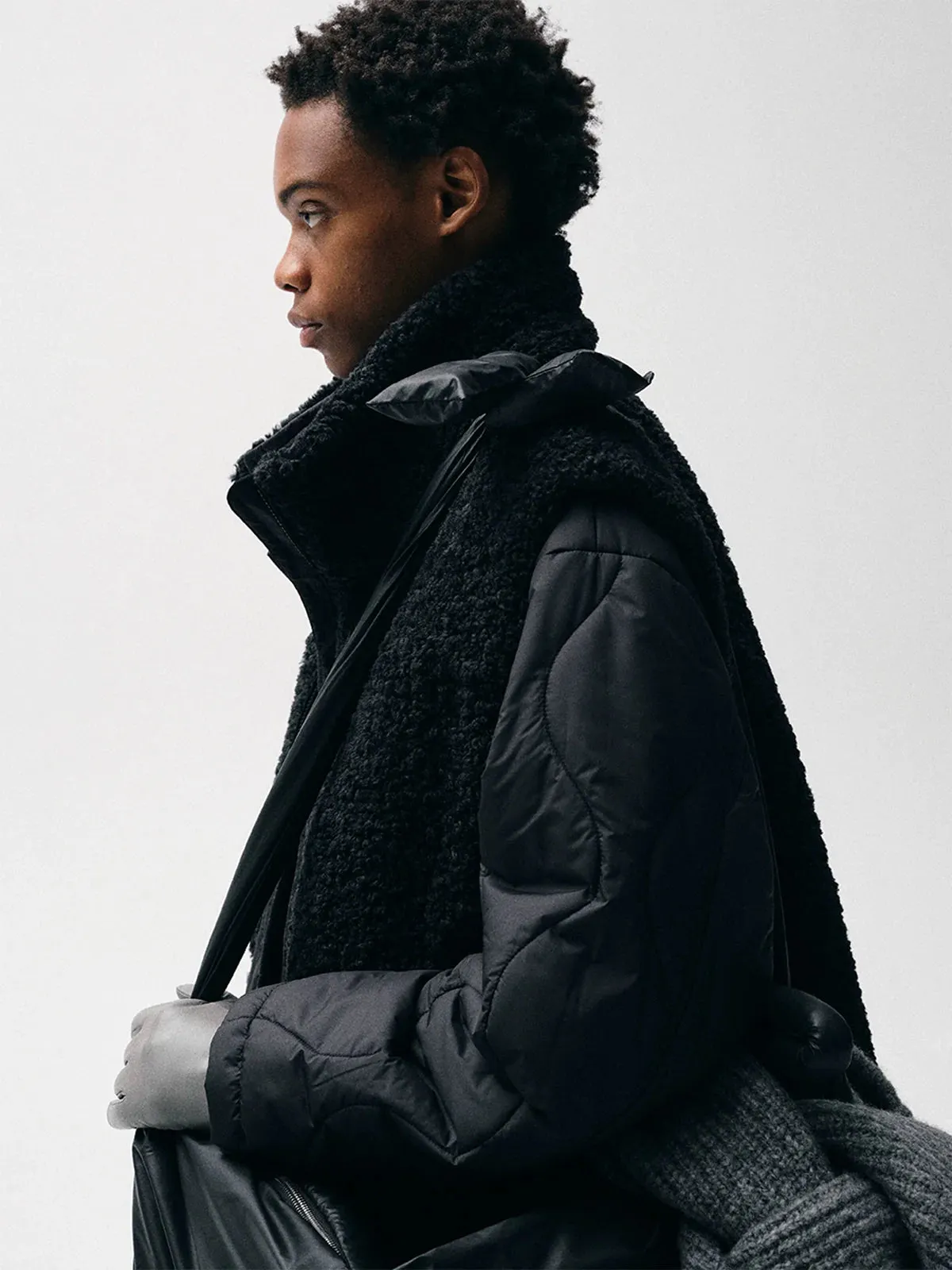 Quilted High-Collar Coat