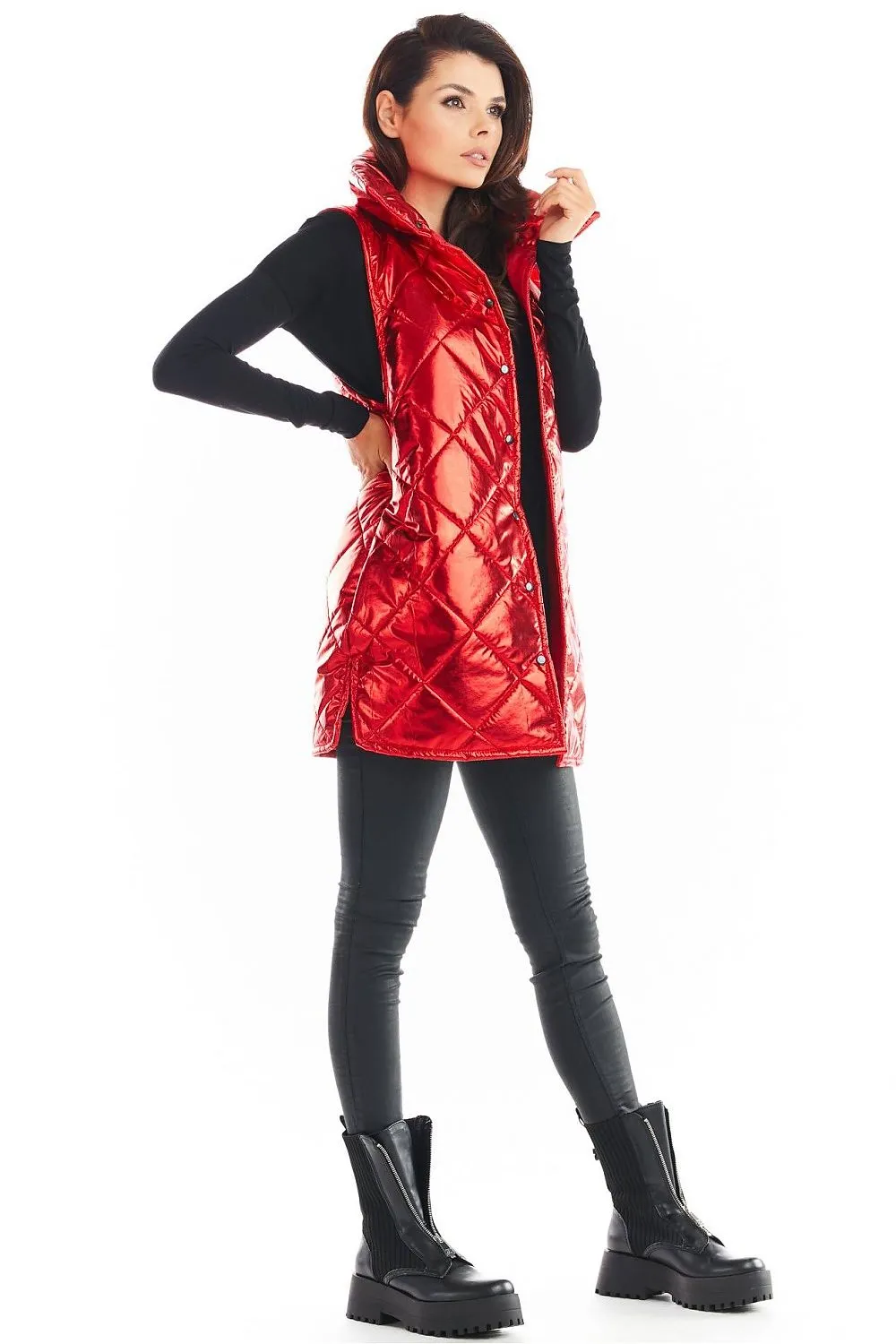 Quilted High-Collar Luxe Vest