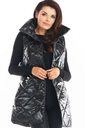 Quilted High-Collar Luxe Vest