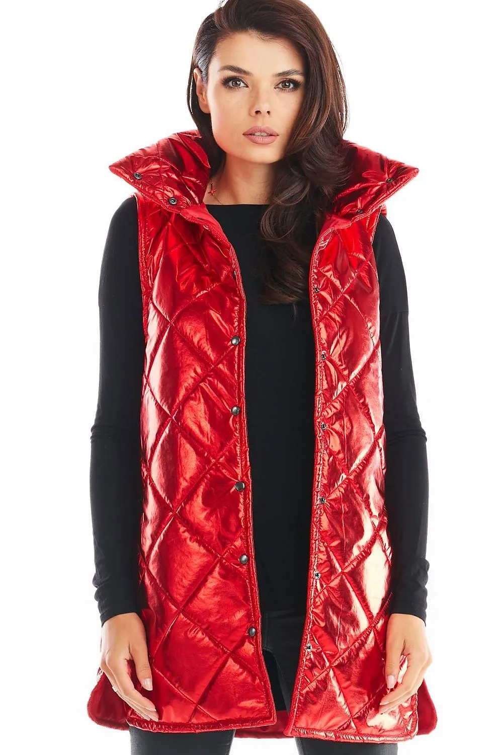 Quilted High-Collar Luxe Vest