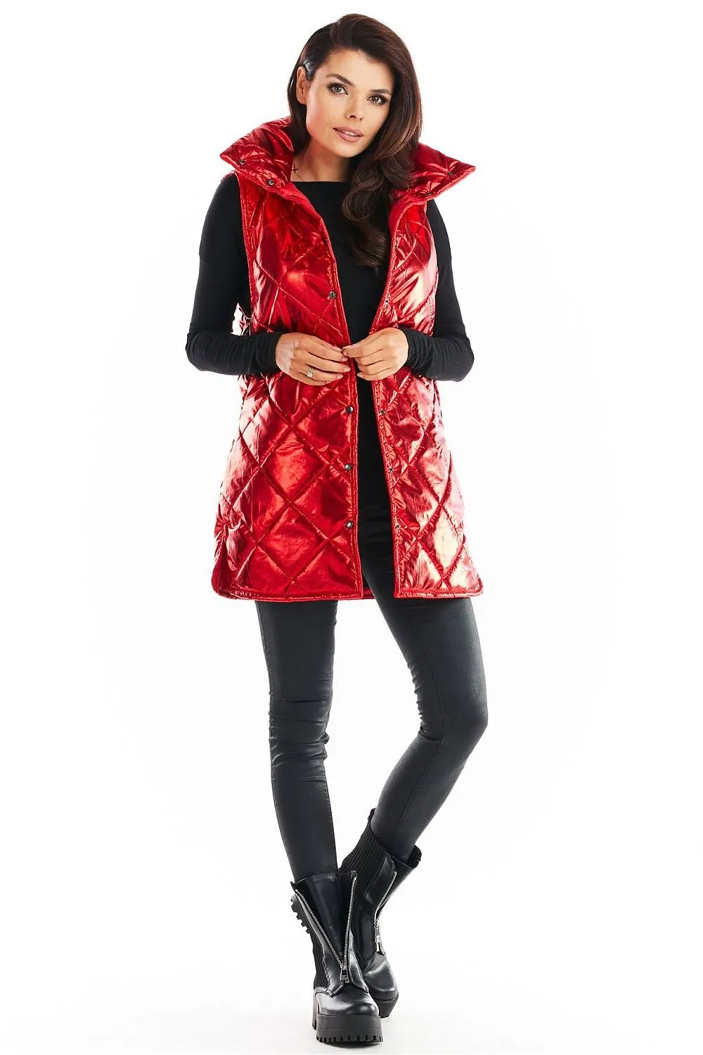 Quilted High-Collar Luxe Vest