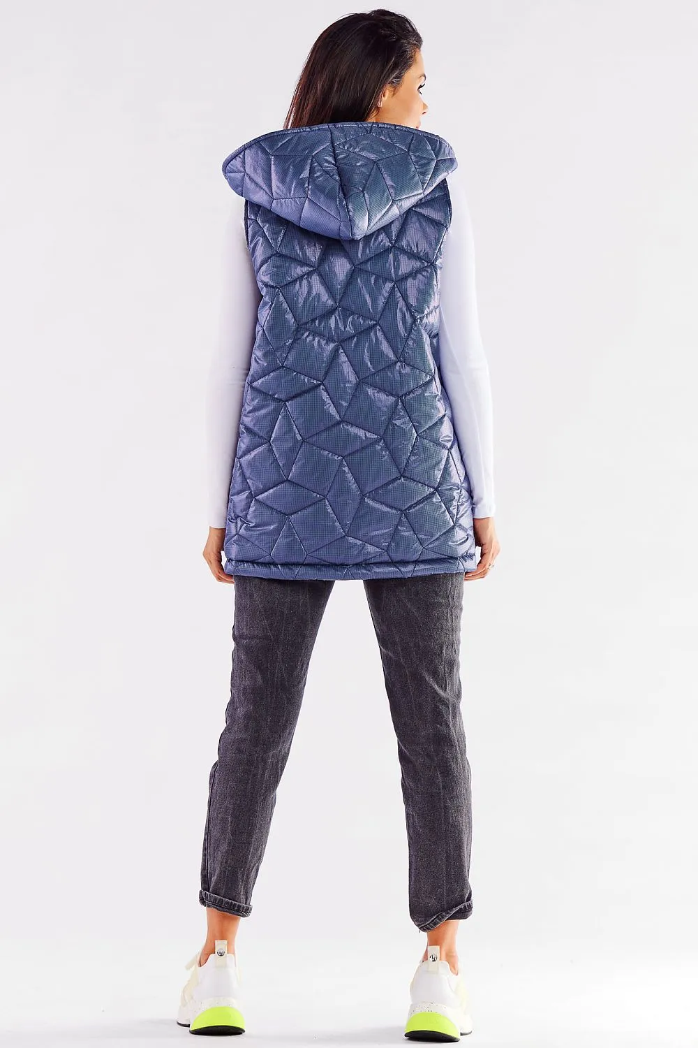 Quilted Hooded Vest with Press Studs