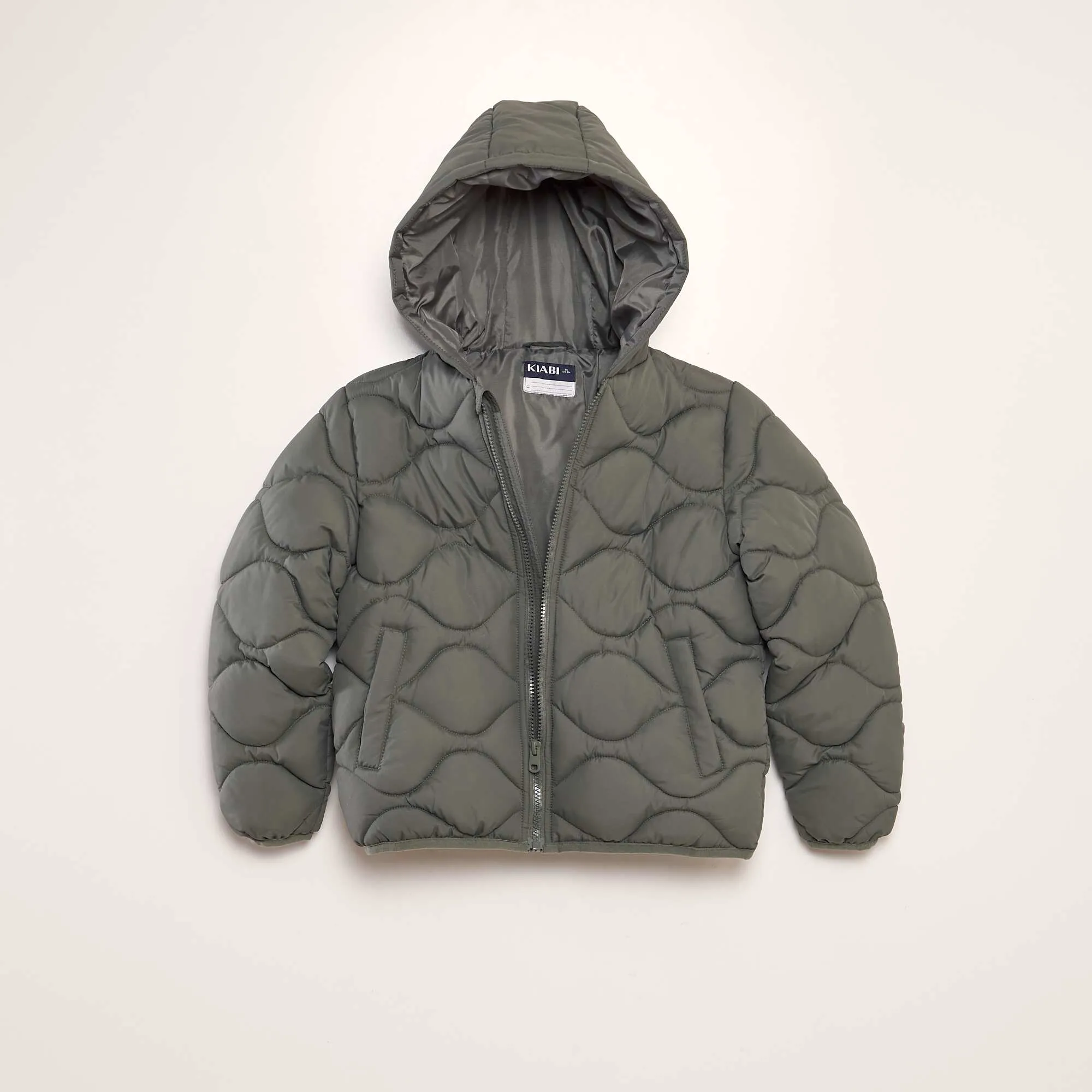 Quilted padded jacket with hood KHAKI