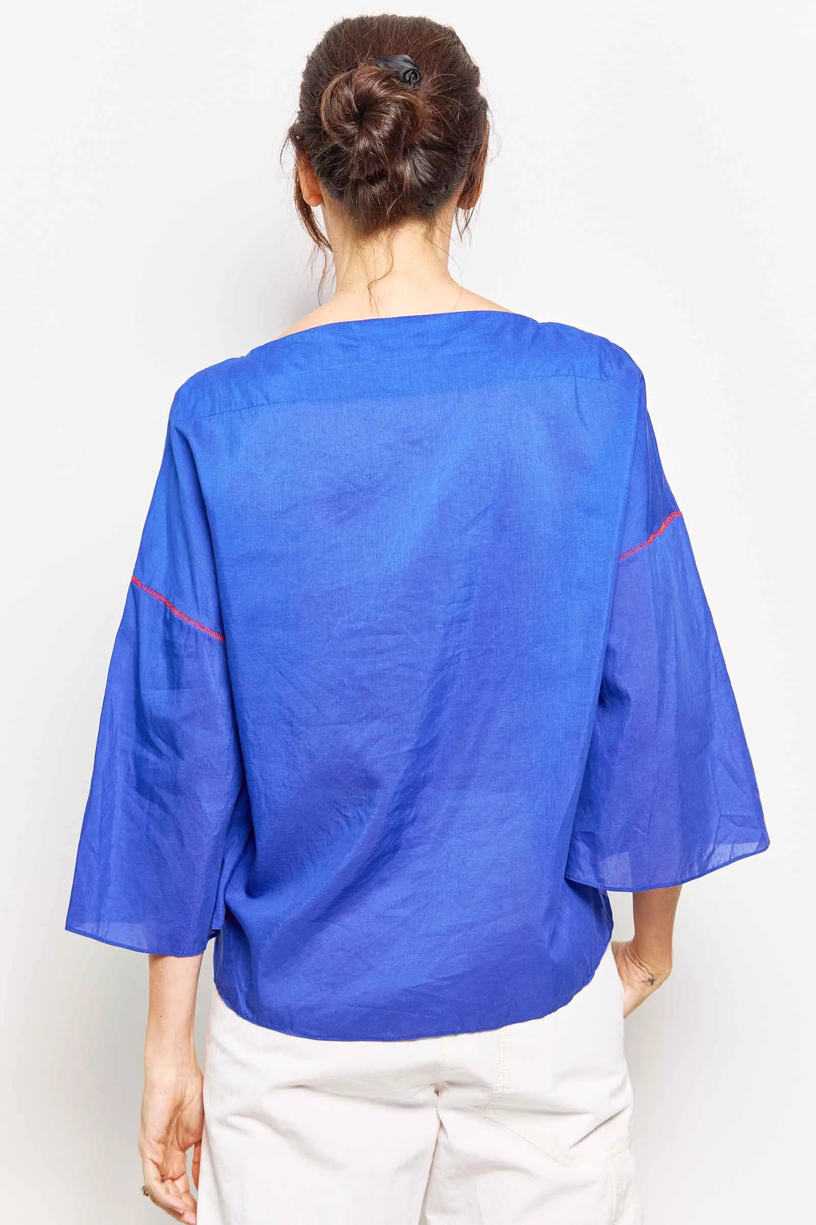 quincy dark blue cotton silk top
