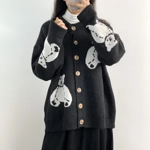 "VINTAGE BEAR" CARDIGAN COAT SWEATER K092513