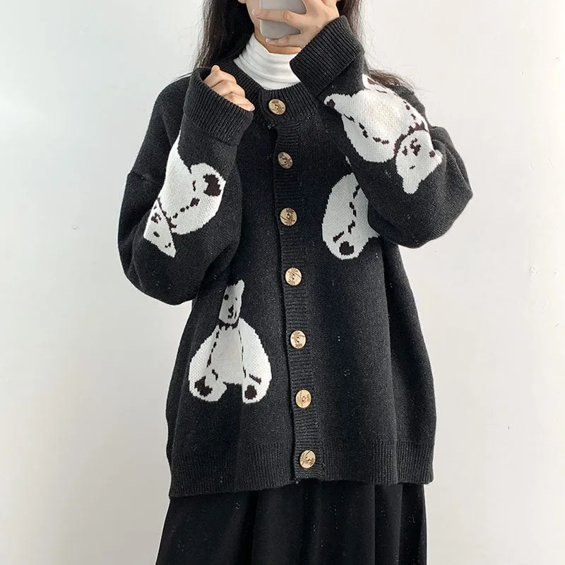 "VINTAGE BEAR" CARDIGAN COAT SWEATER K092513