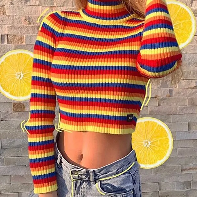 Rainbow knit sweater KF90372