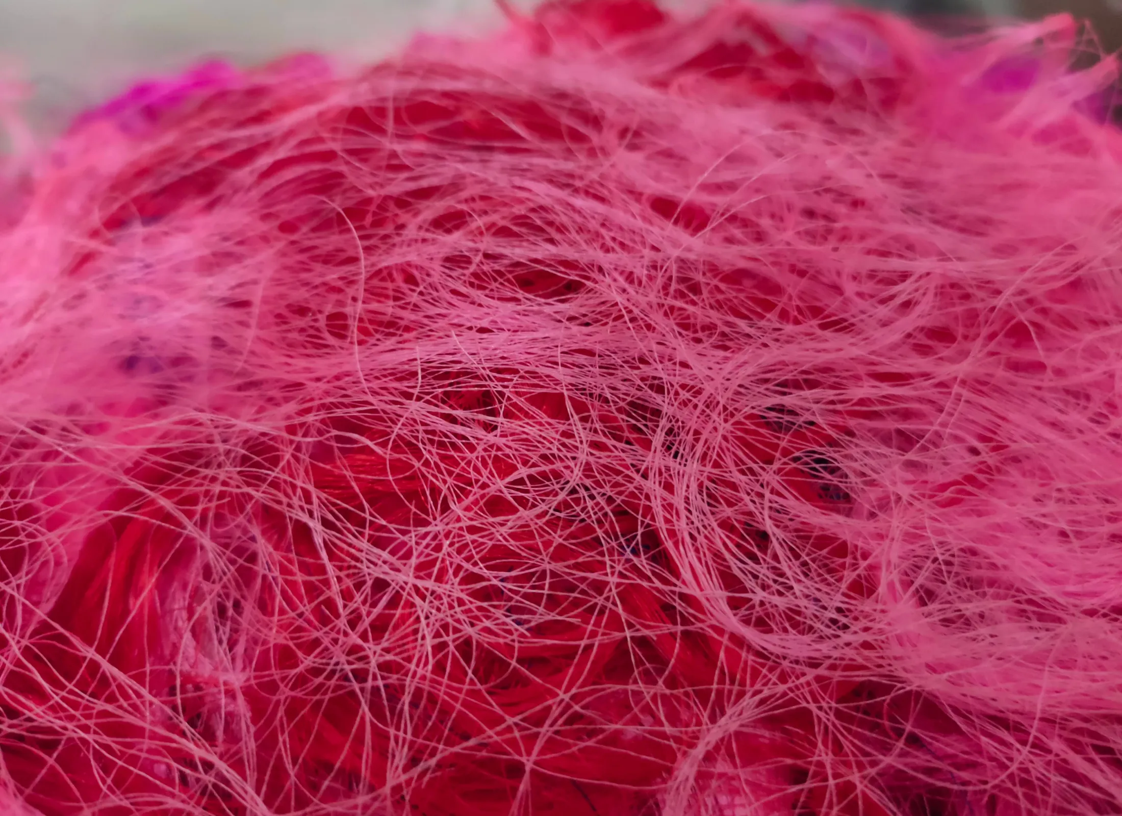 Recycled Sari Silk Fibers - Hot Pink
