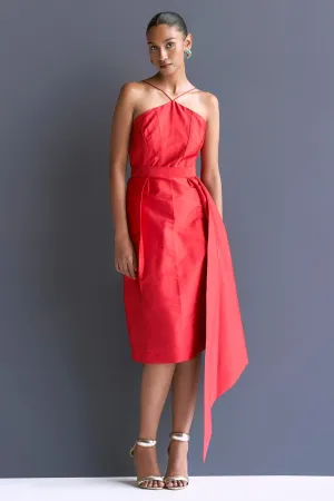Red Strappy Midi Dress & Belt