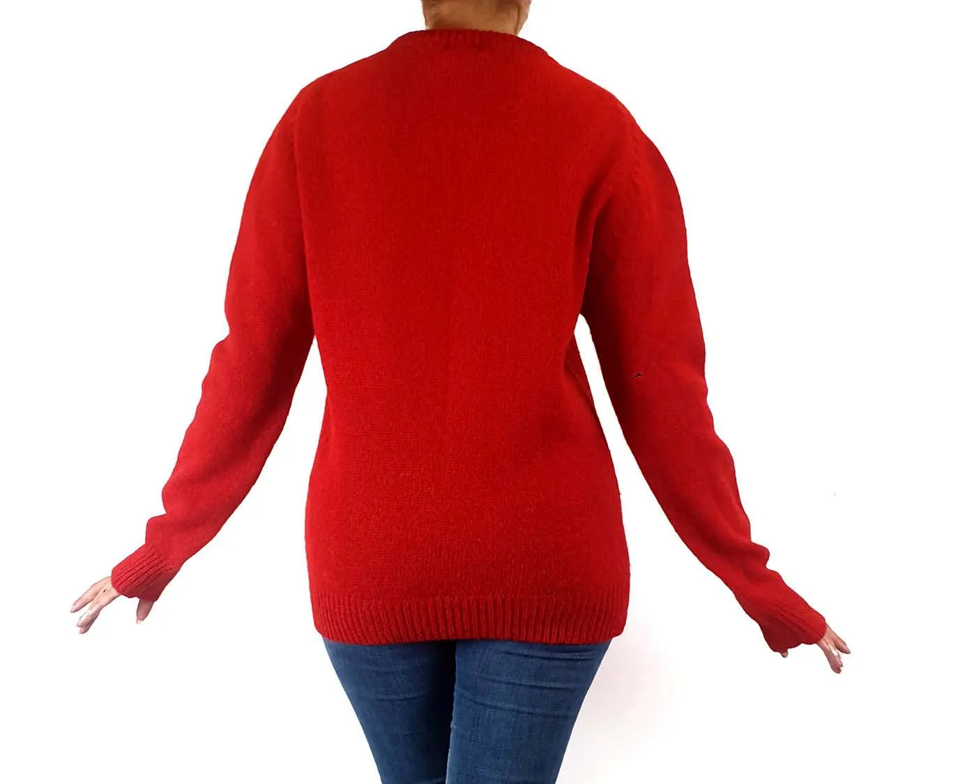 Regine vintage 100% shetland wool red knit jumper size 12 (best fits size 10)