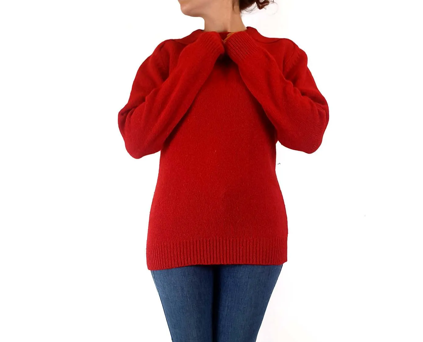 Regine vintage 100% shetland wool red knit jumper size 12 (best fits size 10)