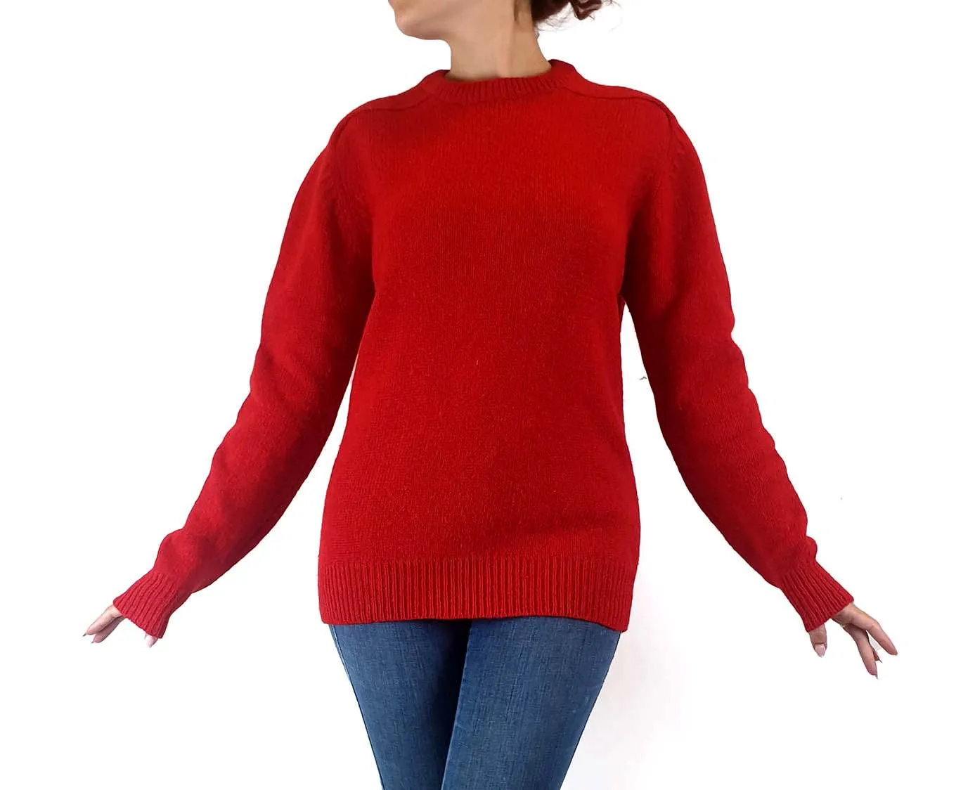 Regine vintage 100% shetland wool red knit jumper size 12 (best fits size 10)