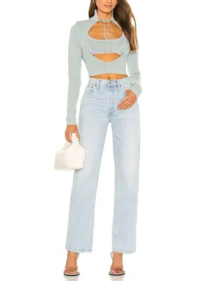 Rib Knit Cardigan and Bra Set