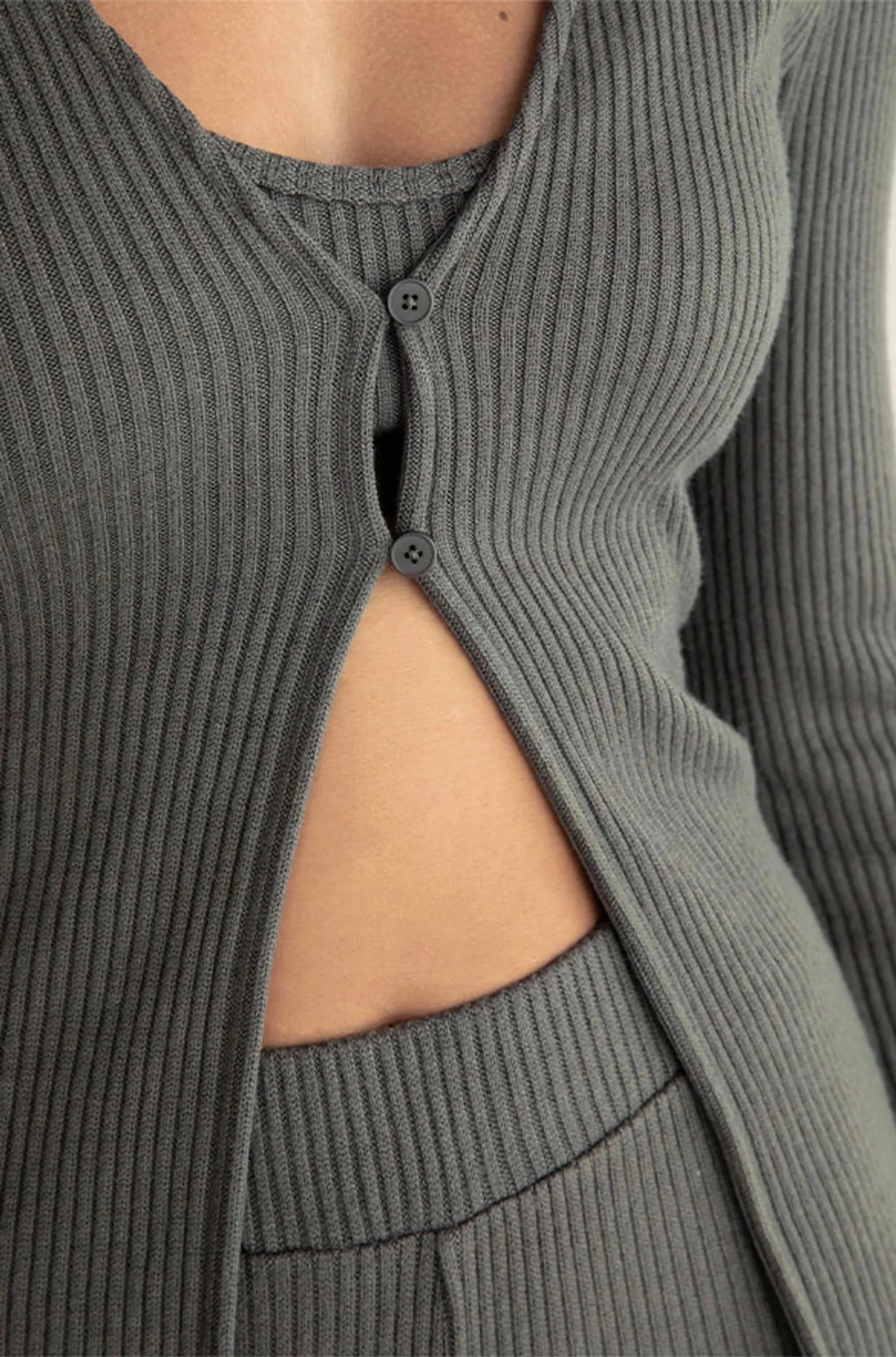 Rib Knit Open Front Top