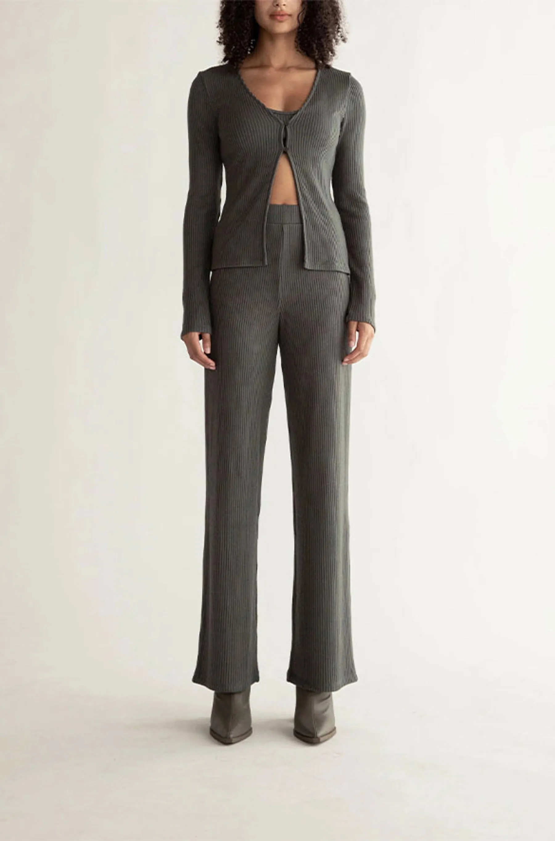 Rib Knit Open Front Top
