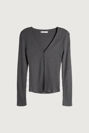 Rib Knit Open Front Top