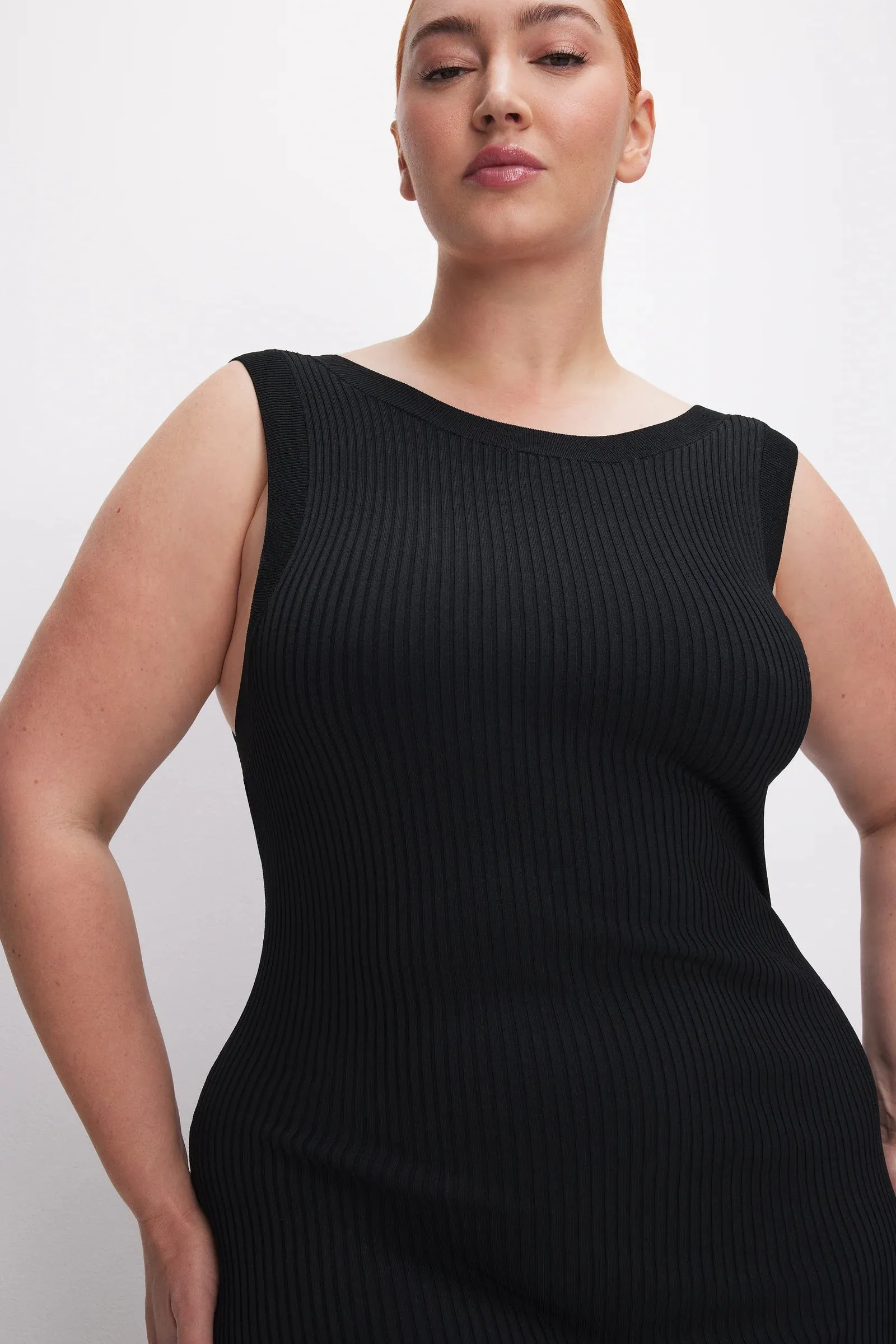 Rib Scoop Back Dress