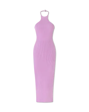 Ribbed Knit Halterneck Tank Maxi Dress